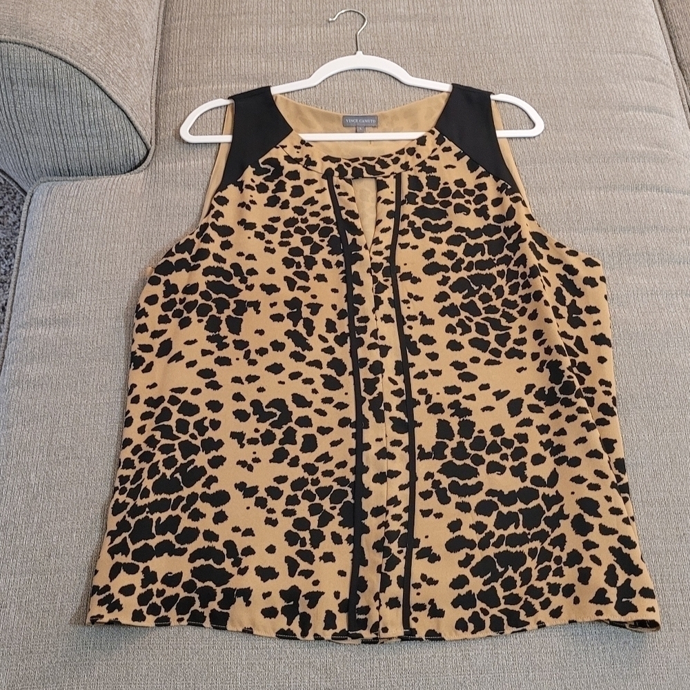 Vince Camuto Animal Print Abstract Work Office Top Blouse Size Large